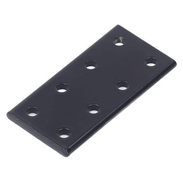 2 stk. 8-hulls skjøteplate, rektangulær, aluminiumslegering, for bord og seng, svart