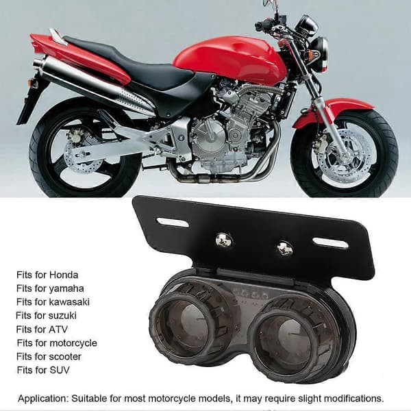 12V Rund Motorcykel LED Bremselygte Baglygte Universal Modificeret Tilbehør Røget Linse