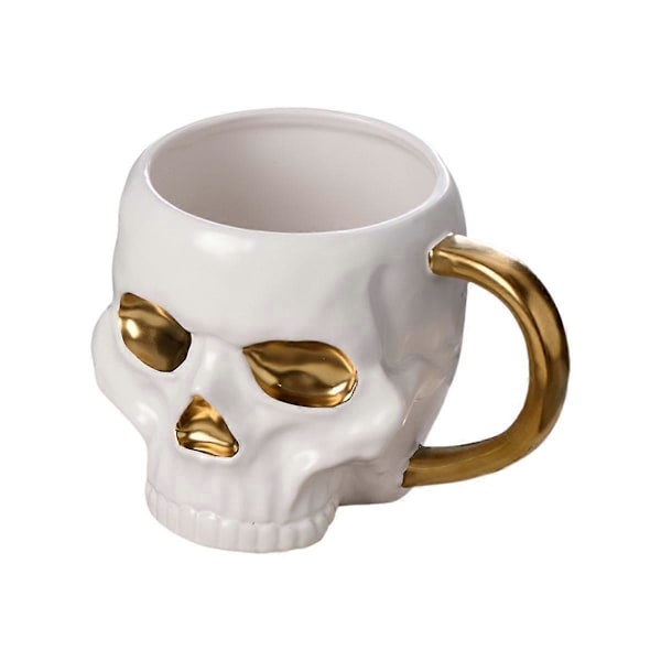 Halloween Skull Cup med Håndtak Uten Lokk Keramisk Kopp Morsom Vann Øl Melk Kopp Mokka Kopp Kreativ Modellering Krus, 600ml A