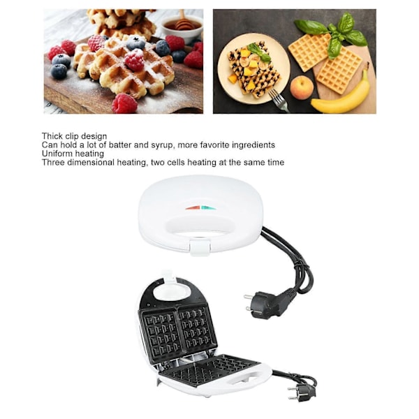 Våffeljärn 750W Mini Våffeljärn i Aluminiumlegering med Non-Stick-platta för Frukostsnacks