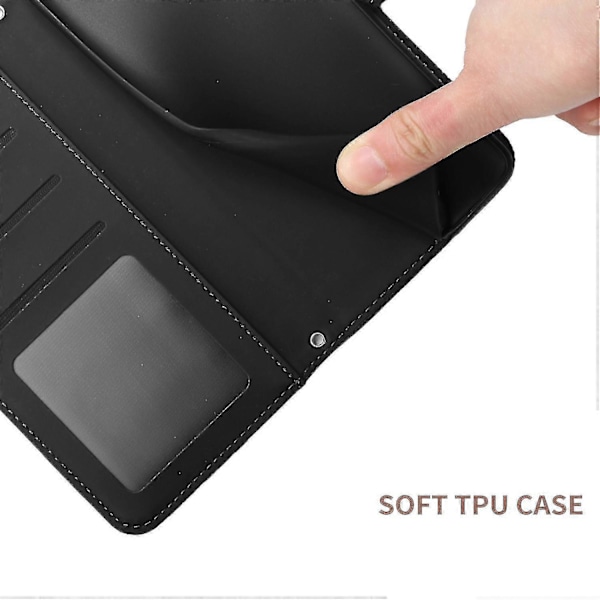 For Nokia C30 Sommerfugl Blomster Preging Pu Lær Telefon Shell, Fallsikker Mønster Preging Design Lommebok Stativ Veske Med Praktisk Stropp Black