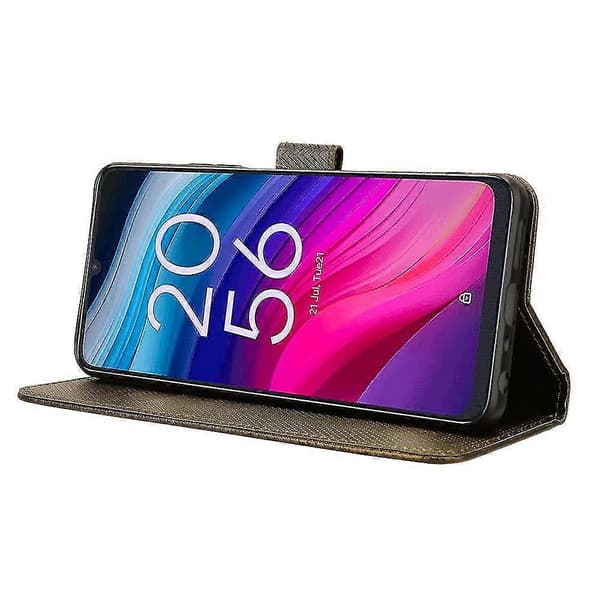 Fodral för TCL 505 T509K T5094 Diamanttextur PU Läder Kortplatser Ställ Telefonskydd Brown
