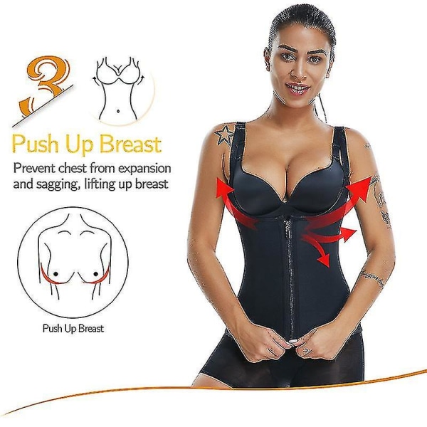 Tflycq 3 Clip1 Zip 6 Stålben Midjetränare Korsett Sport Träning Kroppsformare Magkontroll black 5XL