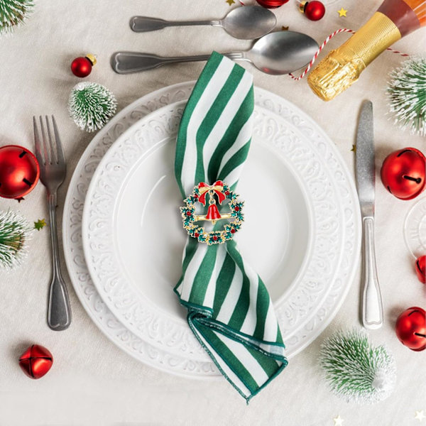 Julekrans Servietringe 6 stk Jule Servietringe, Christm