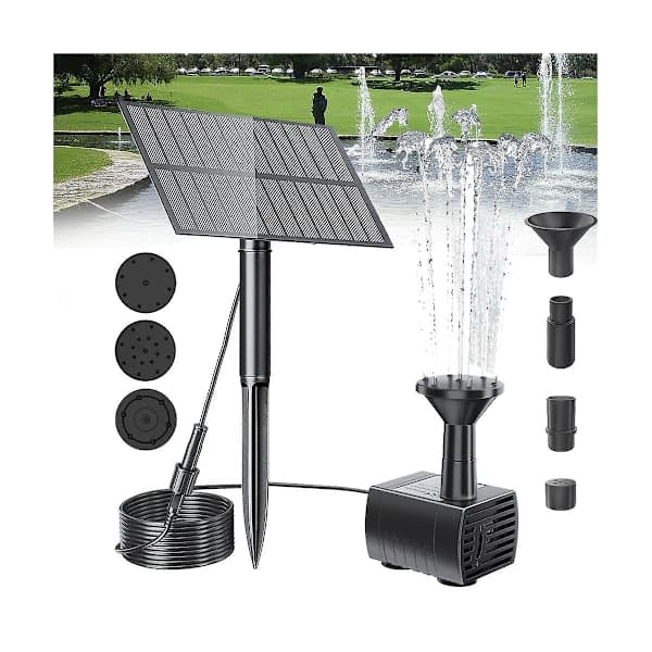 Solar springvandspumpe til fuglebad, have, baghave, pool - solcelledrevet