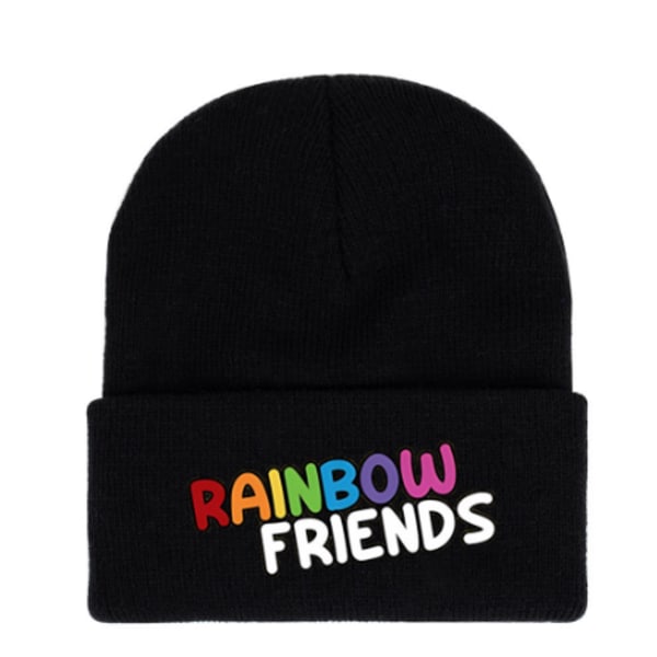 Rainbow Friends strikket hue trykt hue Børne vintergave Black