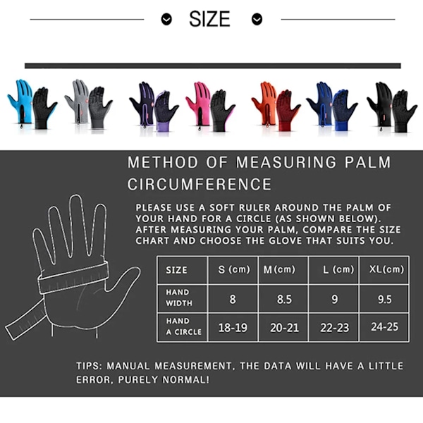 Berøringsskjerm Vanntett Håndvarmere Utesykling Kjøring Motorsykkel Vindtett Sklisikre Dame Herre Vinter Skihansker 23019-Black 23019-Black L