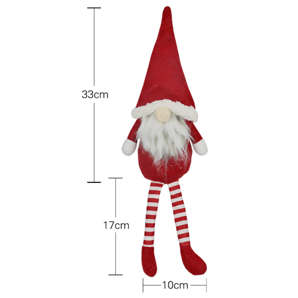 1. Røde juledekorationer Ansigtsløs dukke Langben Siddende julemand Legetøjshængende Vindue display