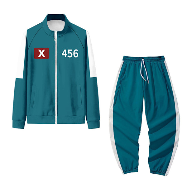 Squid Game Spillerkostume, Træningsoverall til Fest Maskerade Cosplay Kostume Blå 456 Blue 456 XS