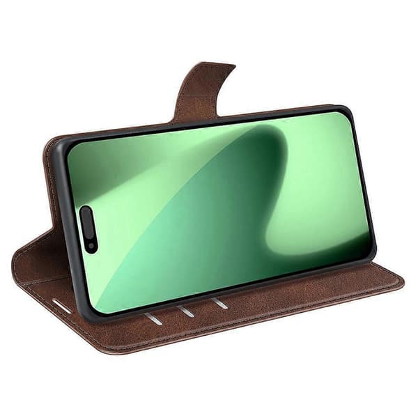 Ægte læderetui med stativ til iPhone 17 Pro Max (Brun) [JUN]