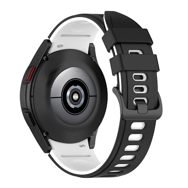 Tofarvet silikonarmbånd til Galaxy Watch4/5/6 40mm 44mm/Watch6 Classic 43mm 47mm/Watch 5 Pro 45mm Black White