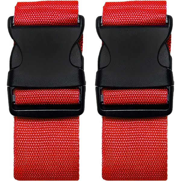 2-pack justerbara remmar med snabbspänne för resväskor, ljusa färger, röd
