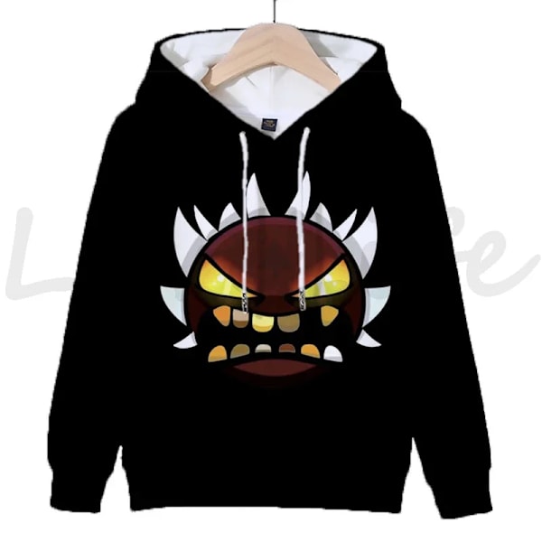 Angry Geometry Dash -hupparit lapsille, sarjakuvapelihupparit lapsille, 3D-painettu huppari, puserot tytöille ja pojille, khaki Khaki XL