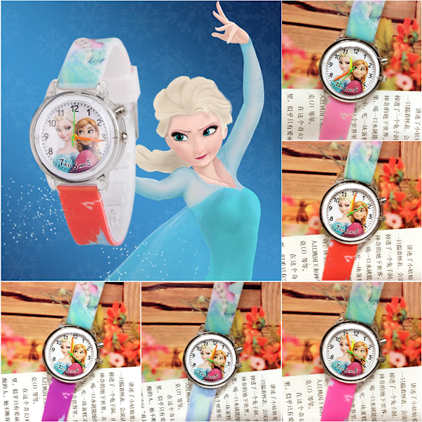 Frozen Aishan Piirretty Barnkello Luminoivalla Kvartsilla Red