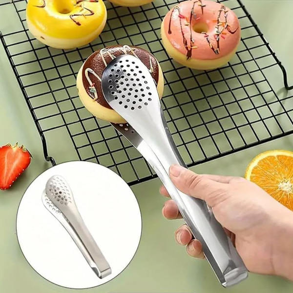 2 stycken 18 cm silverfärgade mattänger - Serveringstänger i rostfritt stål för bufféer, sallader, grillar och kök