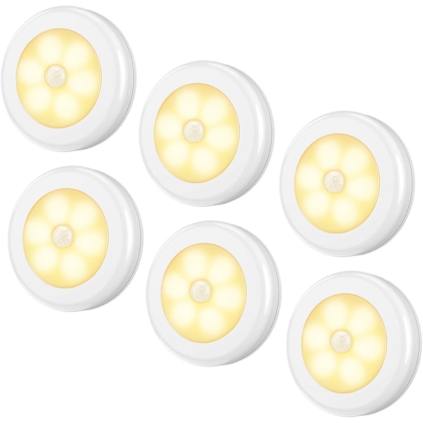 Upgraded Motion Sensor Light, Cordless Battery-Powered LED Night Light, Stick-Anywhere Closet Lights Stair Lights(Warm White - Pack of 6)