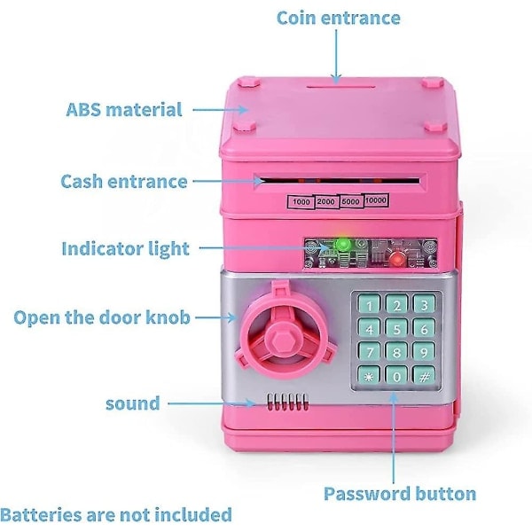 Tyttöjen säästöpossu 3-12-vuotiaille, Salasanallinen raha-arkku tytöille Elektroninen säästöpossu lapsille [xh]