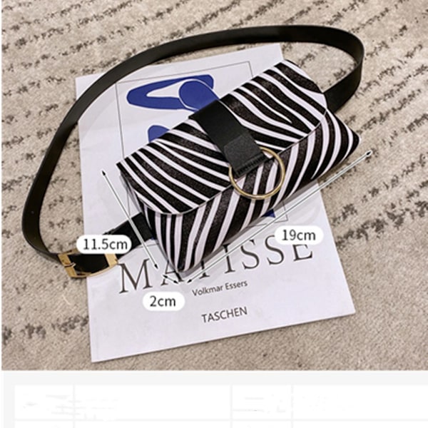 Dame Belteväske Flik Lær Fanny Pack ZEBRA MØNSTER-SVART Zebra Pattern-Black