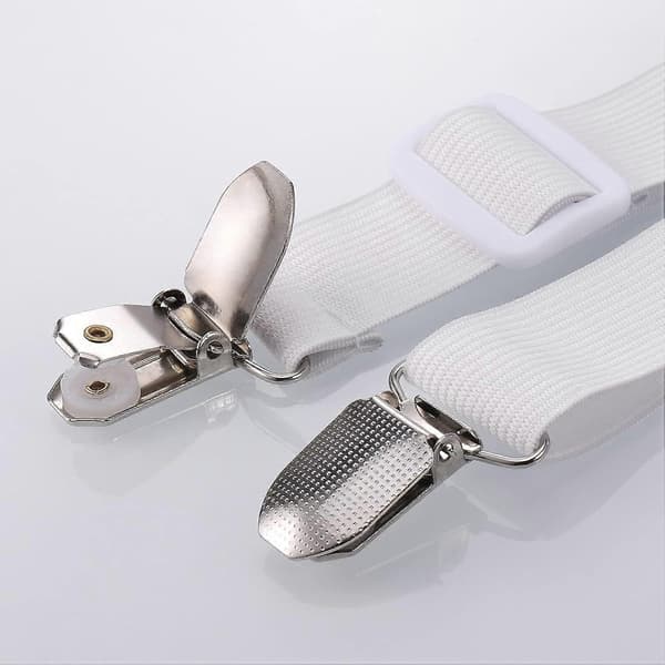 8 Pcs Sheet Clips, Adjustable Sheet Holders, High Elastic Fitted Sheet Straps with Clips, Sheet Fasteners Max Stretch 120cm White