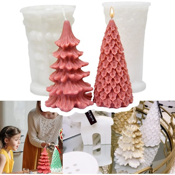 2 stk. Lysforme, 3D-Juletræ 2022 Xmas Trees