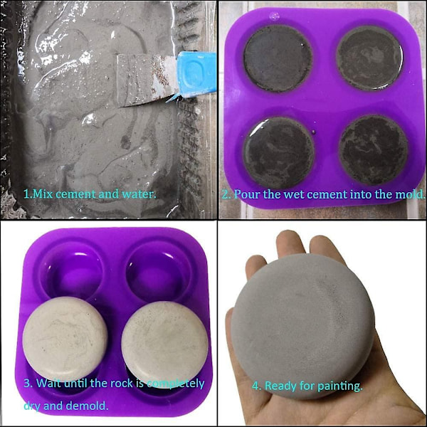 4 onkaloa Mandala pyöreä muotti betonin tai kipsikivien valmistukseen Mandala-pistemaalaukseen (1 pyöreä muotti 4 onkaloa)
