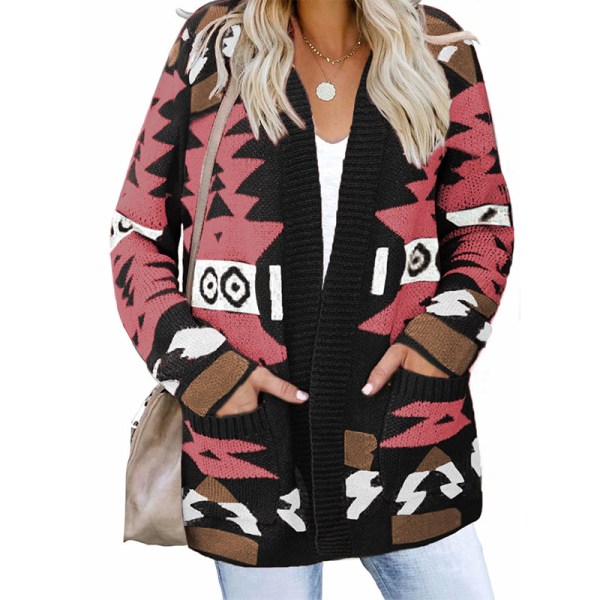 Women's mid-length sweater cardigan coat XL