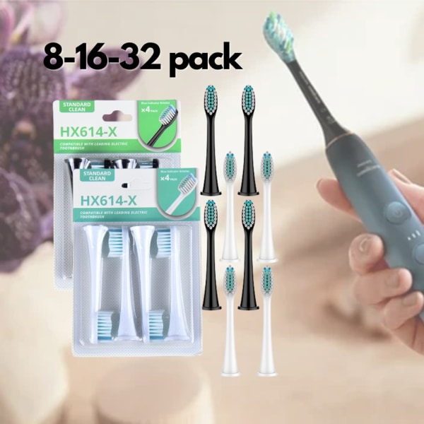 16 kpl:n vaihtopäät Philips Sonicare Series 3, 6, 9 -sarjaan, musta Black Black