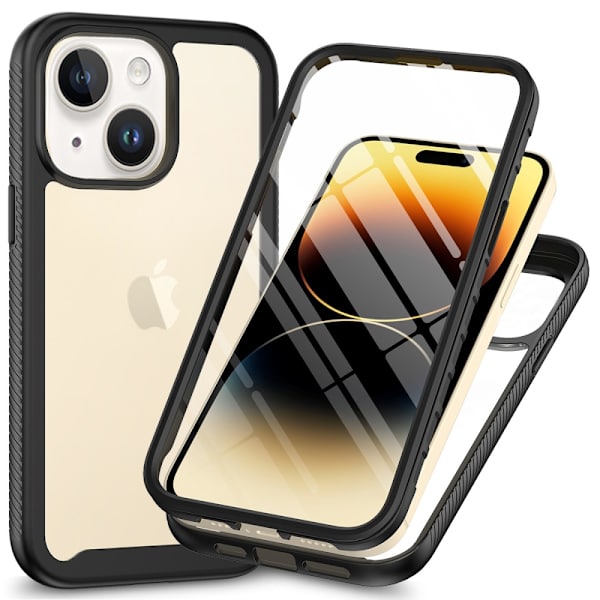 360 Fuld Dækning Kant Case til iPhone 15 i Sort[JUN]