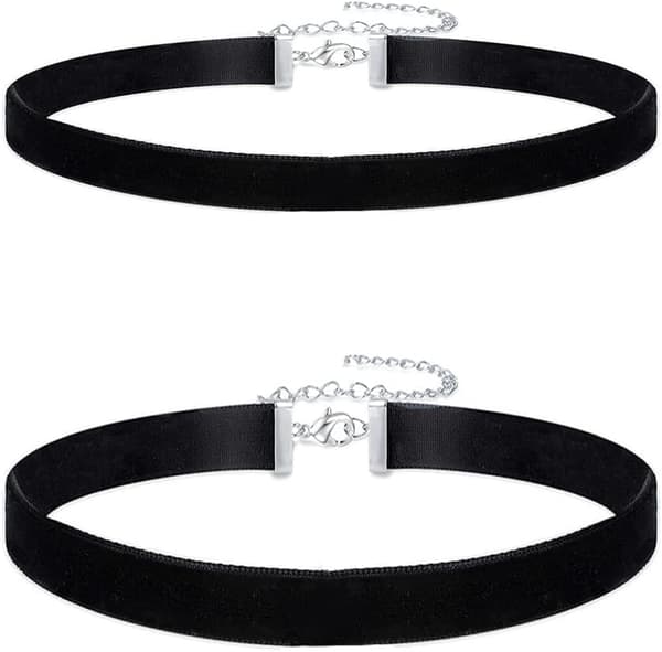 Fløjlshalskæde Sort Choker til Kvinder Piger, 2 Stykker