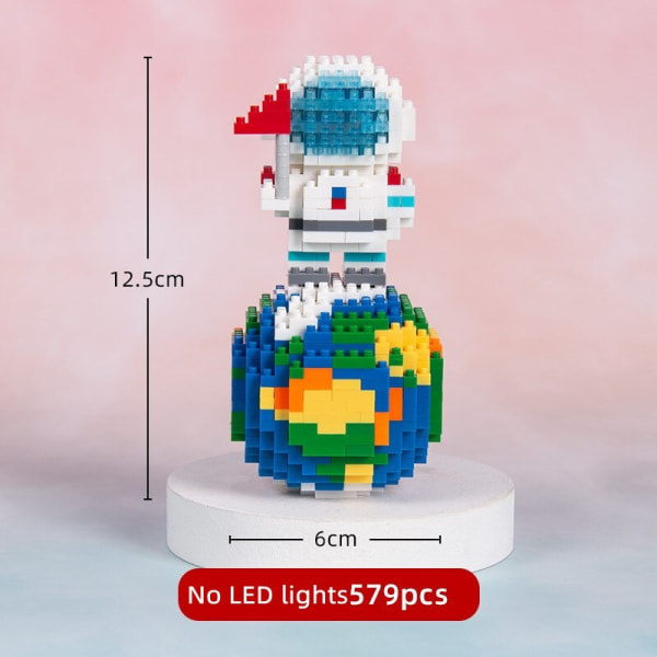 Space Micro Building Blocks Spaceman Figures Astronaut med Display Box LED-ljus Diamond Mini Brick Leksaker f?r barn Presenter