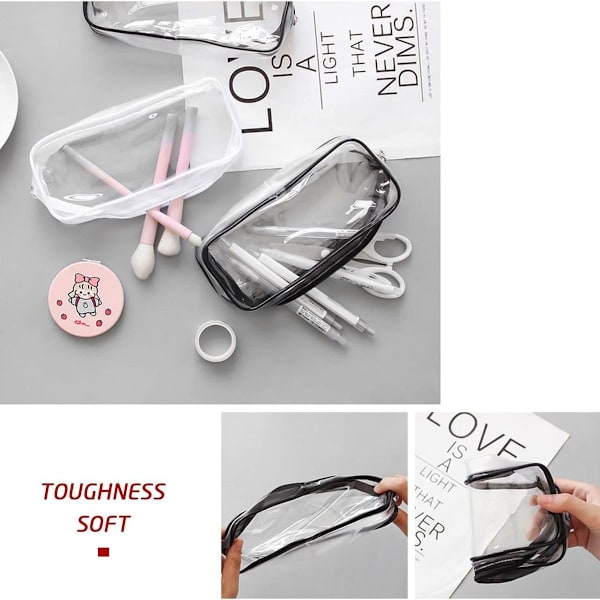 2-pack transparenta pennfodral, genomskinliga necessärer, pennfodral