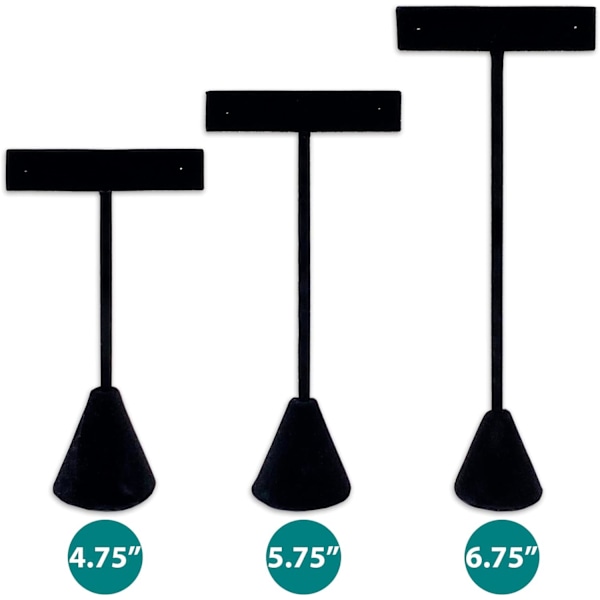 Smykkeutstillingsstativ i 3 størrelser - Svart fløyel - Ørepyntstativ / Armbåndstativ