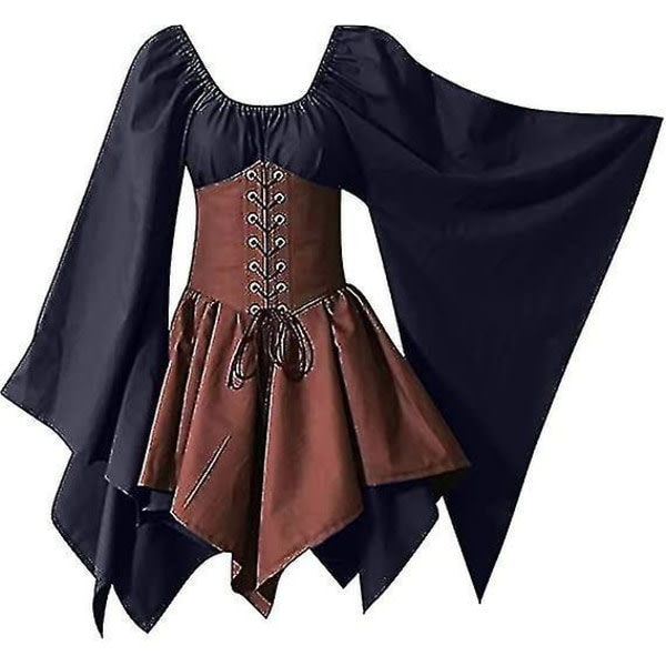 Kvinnors medeltida renässanskostymer Piratkorsettklänning Wo