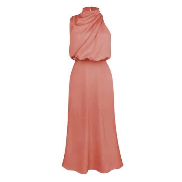 Laadukas satiininen hihaton mekko, muodikas ja elegantti iltapuku julkkiksille, pinkki XL pink xl
