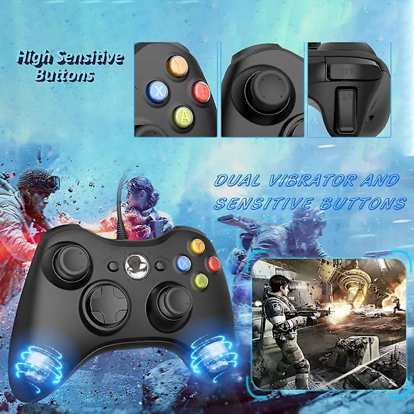 USB-kablet gamepad joystick dobbel vibrasjon PC-kontroller for Windows 7/8/10 Ikke for Xbox 360 Controle for PC-spilltilbehør