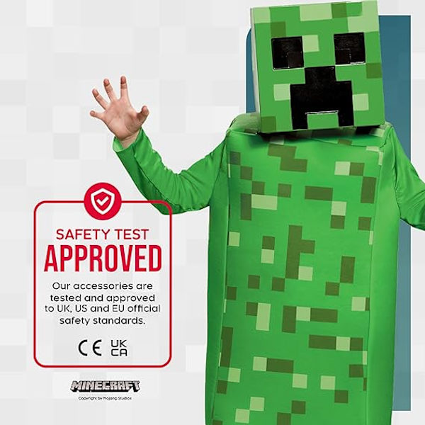 Minecraft Pojk Creeper Pixel Dräkt, Halloween Kostym för Barn L