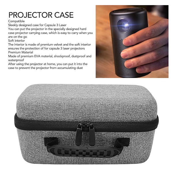 Projektorilaukku Eva Kestävä Vedenpitävä Iskunkestävä Kannettava Projektorilaukku Capsule 3 Laser 1080p Harmaa