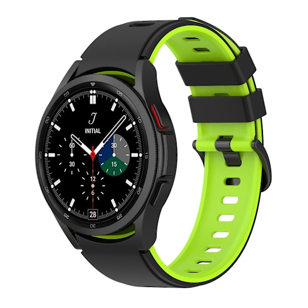 Tvåfärgat silikonarmband för Galaxy Watch4/5/6 40mm 44mm/Watch6 Classic 43mm 47mm/Watch 5 Pro 45 Black Lime