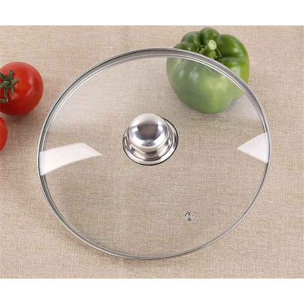 Rostfritt stål Tjockt Transparent Härdat Glas Lock lock Soppgryta Kastrull Stekpanna Wok Lock Med Knopp Kök Spis Del 18cm
