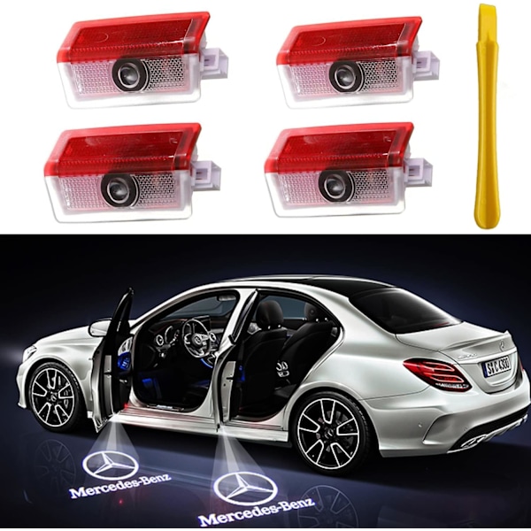 4 stk LED-billogo 3D Ghost Shadow Light Upgraded Welcome Courtesy Projector til A B C E M G AMG GL GLA GLC GLE GLS Klass W166 W176 W205 W212