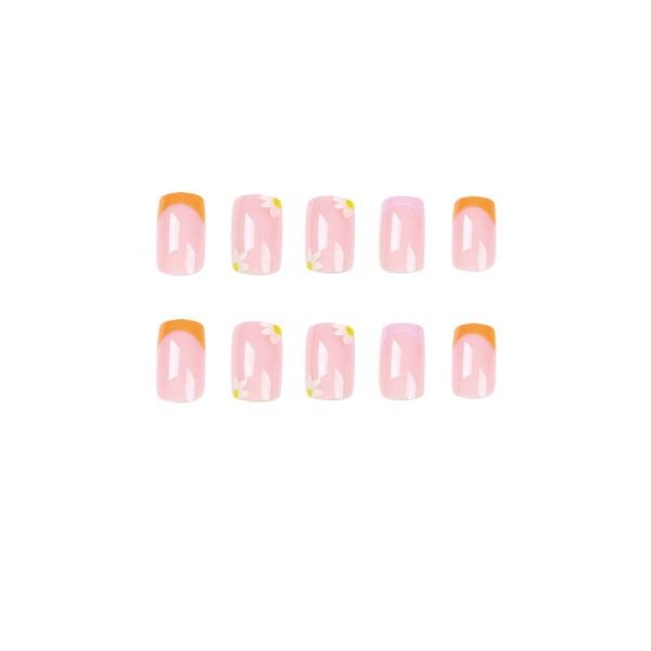 24 st Press on Nails Korta, designade falska naglar med lim, glos