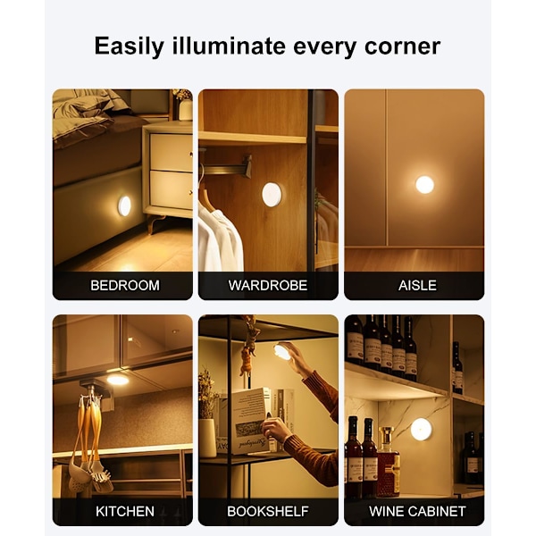 Genopladelig Smart Natlampe med Bevægelsessensor til Sengen, Skabet og Gangen