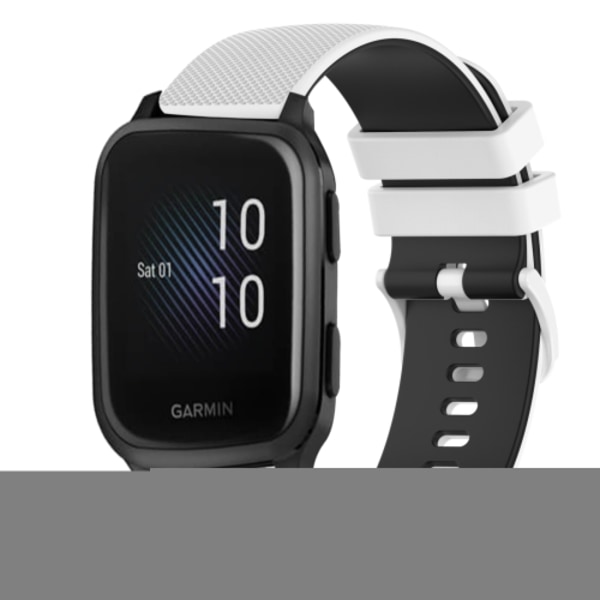 För Garmin Venu SQ 20 mm rutig watch i tvåfärgad silikon White-Black