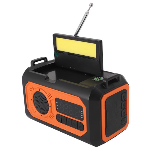 12000mAh Nødradio med Sveiv, Solcellepanel, Lommelykt, Leselys, Kompass, Telefonlader, Bærbar Radio AM FM NOAA