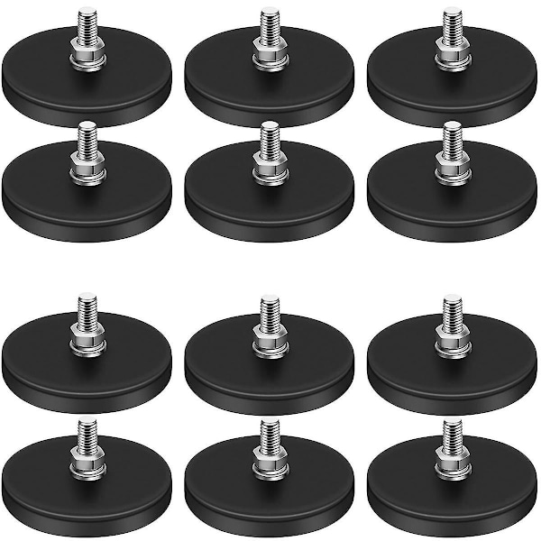 Gummibelagda magneter, 22 lbs neodymmagnetbas med M6 gängad magnet med bultar och muttrar, stark