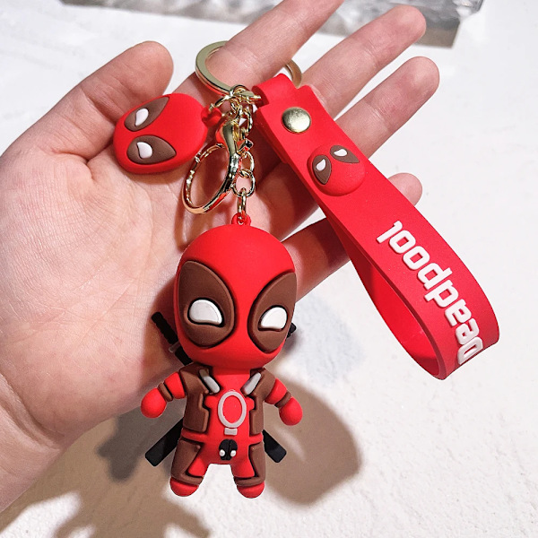 Marvel Söp Docka Hängande Anime Figurer Deadpool Q Version Mode Ryggsäck Keychain Par Väska Nyckelring Pendant Födelsedag Gåf T A