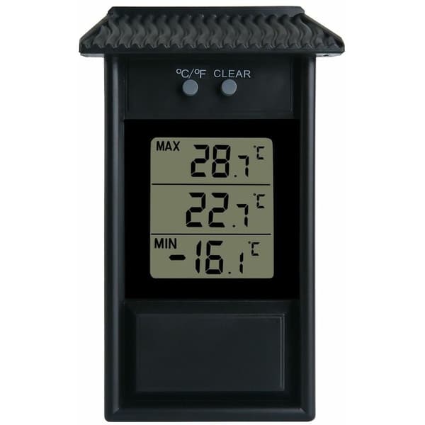 Vattentät digital växthustermometer med 0,1°C upplösning & väggfäste