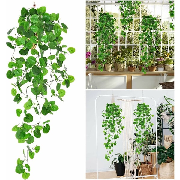 2 stk. kunstige hengende planter for vegghenging innendørs og utendørs