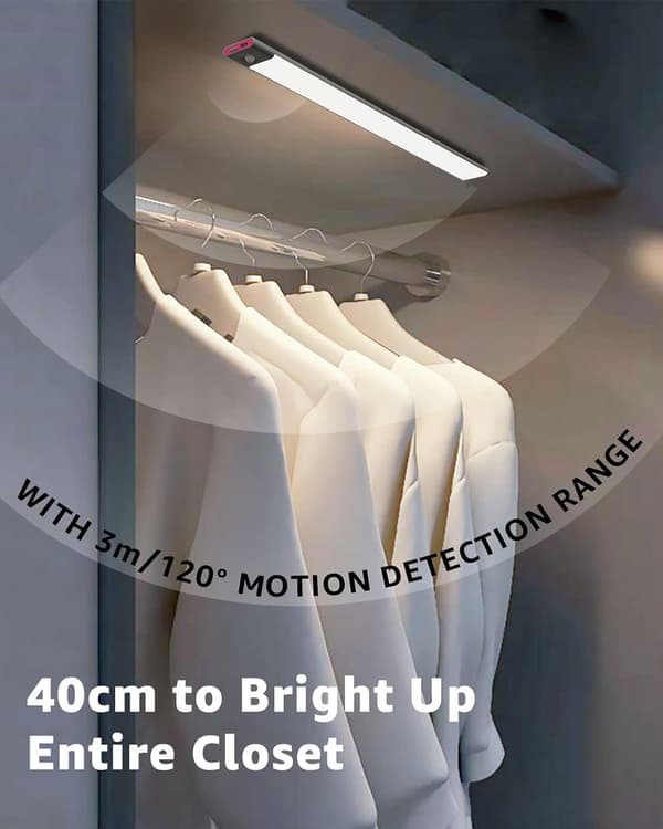 USB Oppladbar LED-lampe for underskap 40 cm med bevegelsessensor og dimmefunksjon