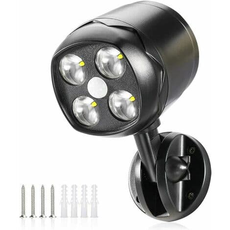 Utendørs bevegelsessensorlampe, IP65 Vanntett Batteridrevet 600lm LED Spotlight, Bevegelsessensor[JUN]